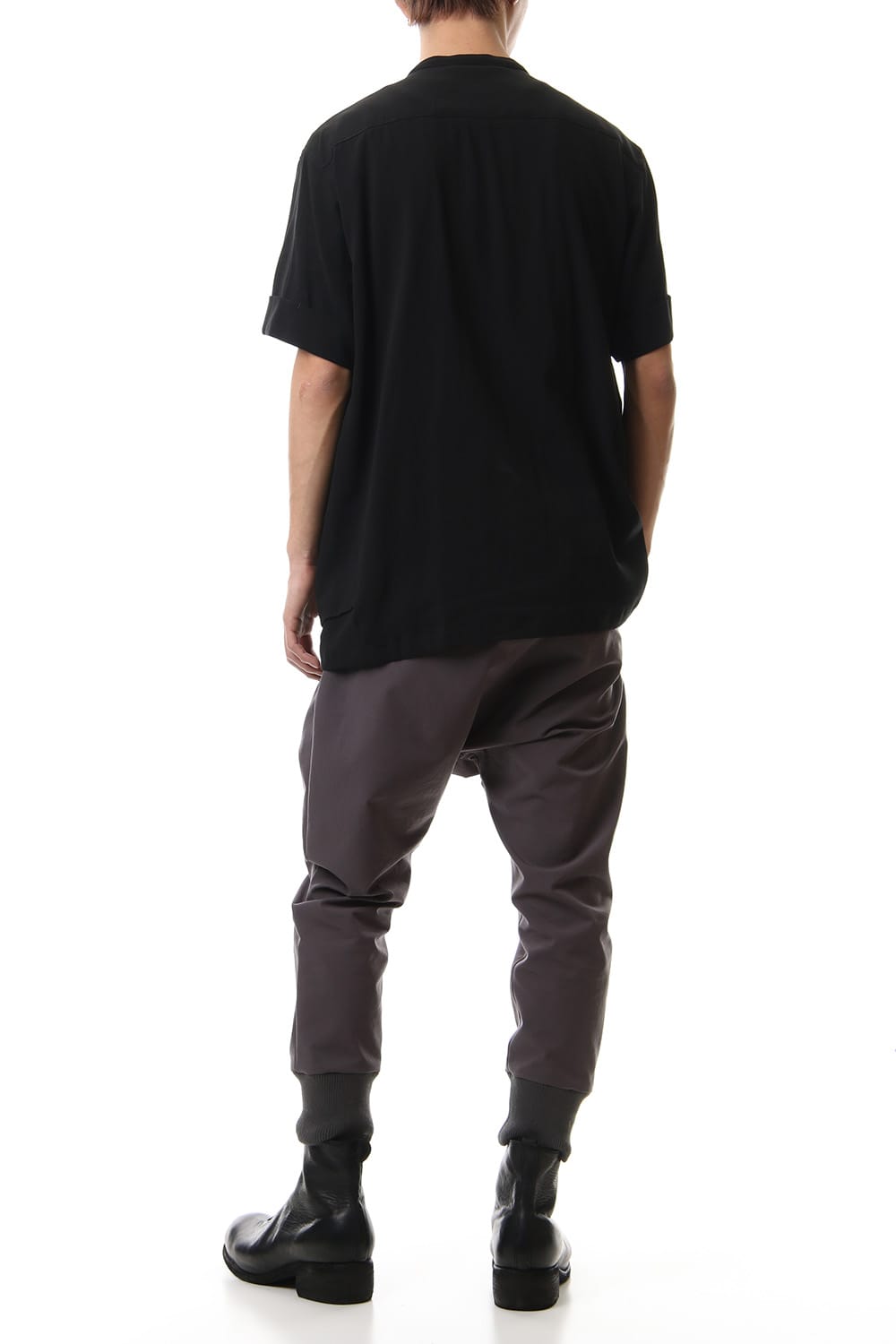 Hard twist Double weave Short sleeve shirt Black