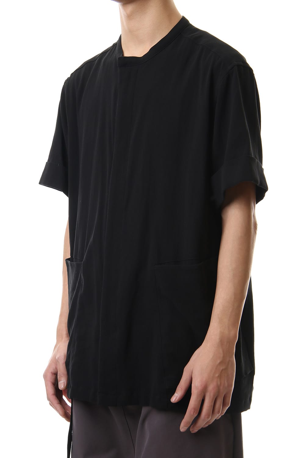 Hard twist Double weave Short sleeve shirt Black