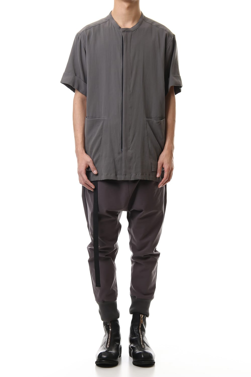 Hard twist Double weave Short sleeve shirt Gray