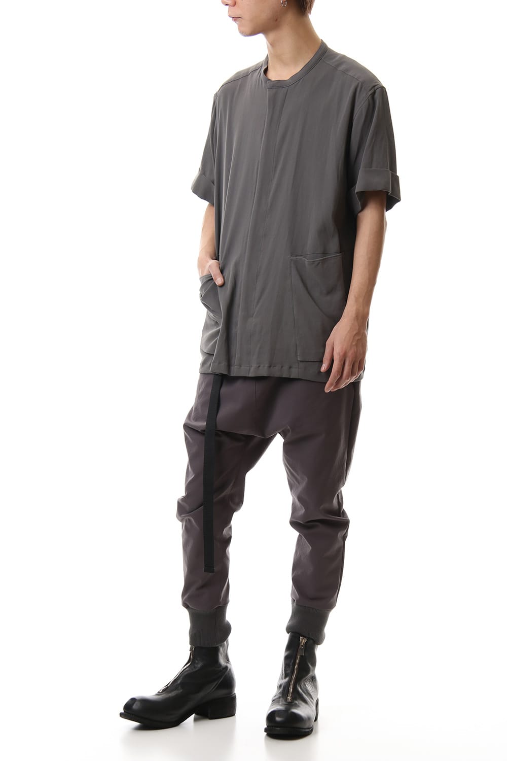 Hard twist Double weave Short sleeve shirt Gray