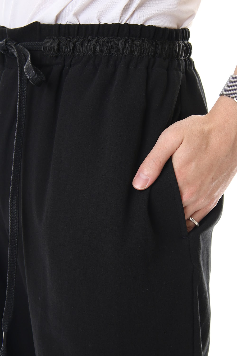 Hard twist Double weave Cuff pants Black