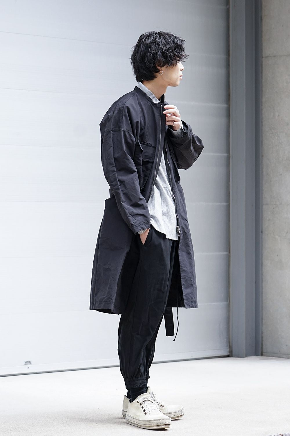 Hard twist Double weave Cuff pants Black