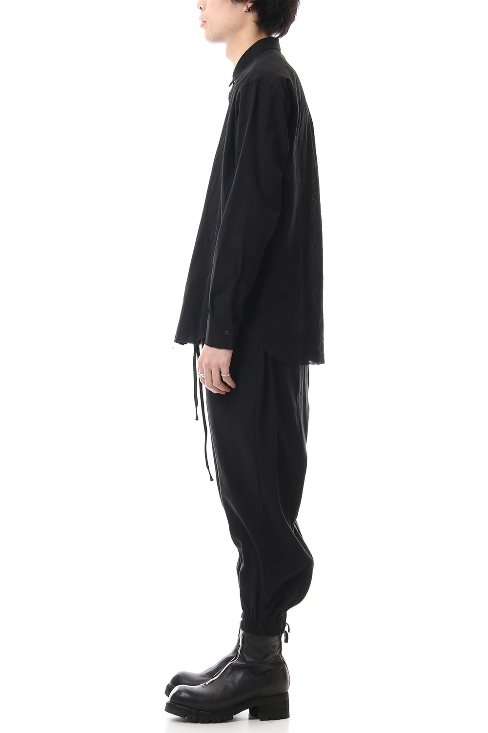 Hard twist Double weave Cuff pants Black