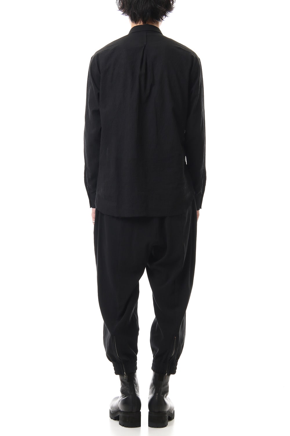 Hard twist Double weave Cuff pants Black