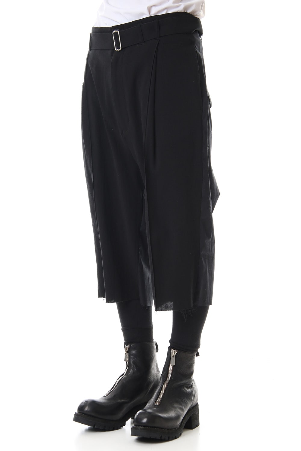 Hard twist Double weave Three-quarter length pants Black