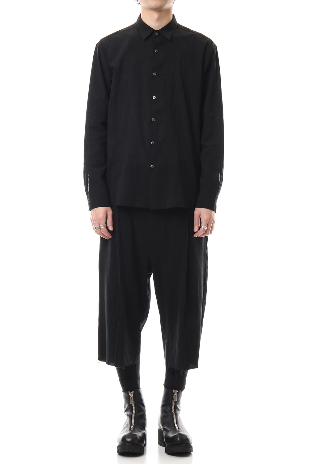 Hard twist Double weave Three-quarter length pants Black