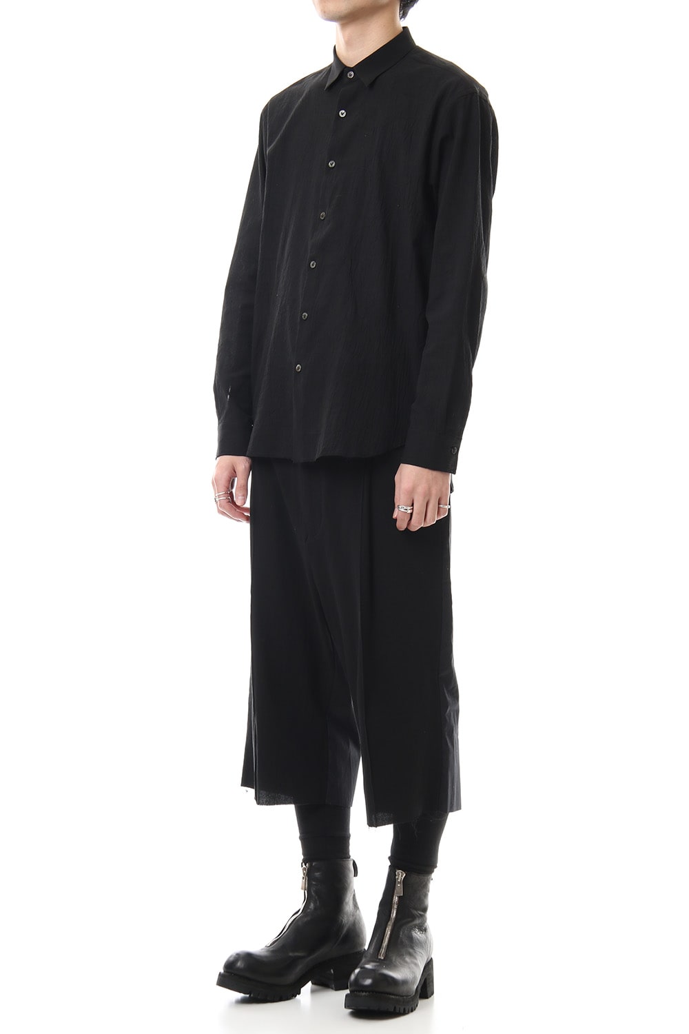 Hard twist Double weave Three-quarter length pants Black