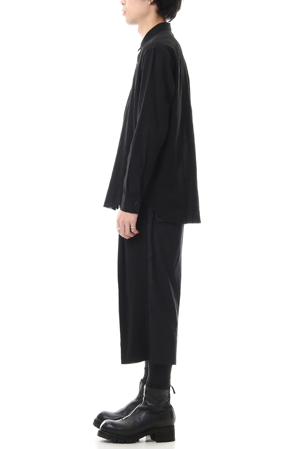 Hard twist Double weave Three-quarter length pants Black