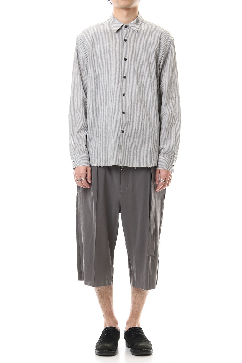 Hard twist Double weave Three-quarter length pants Gray