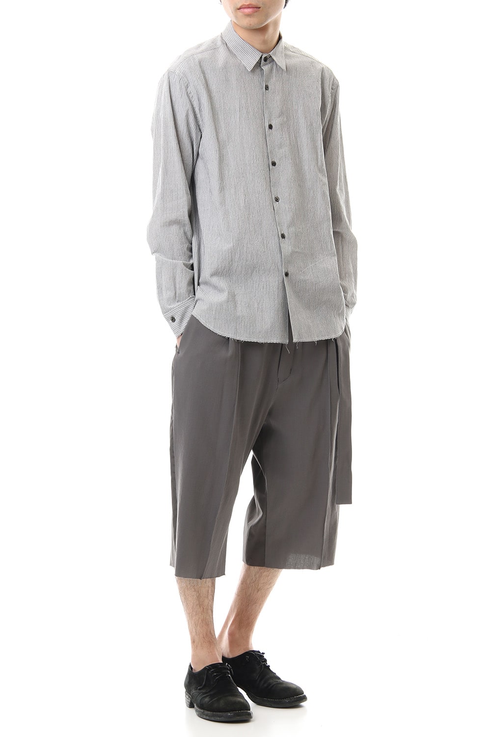 Hard twist Double weave Three-quarter length pants Gray