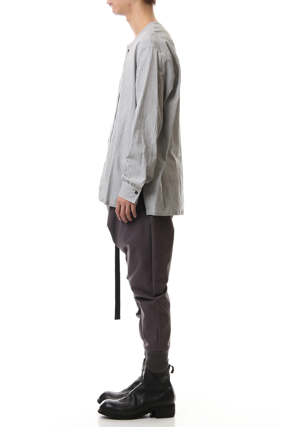 Salt shrinkage Long sleeve Collarless shirt