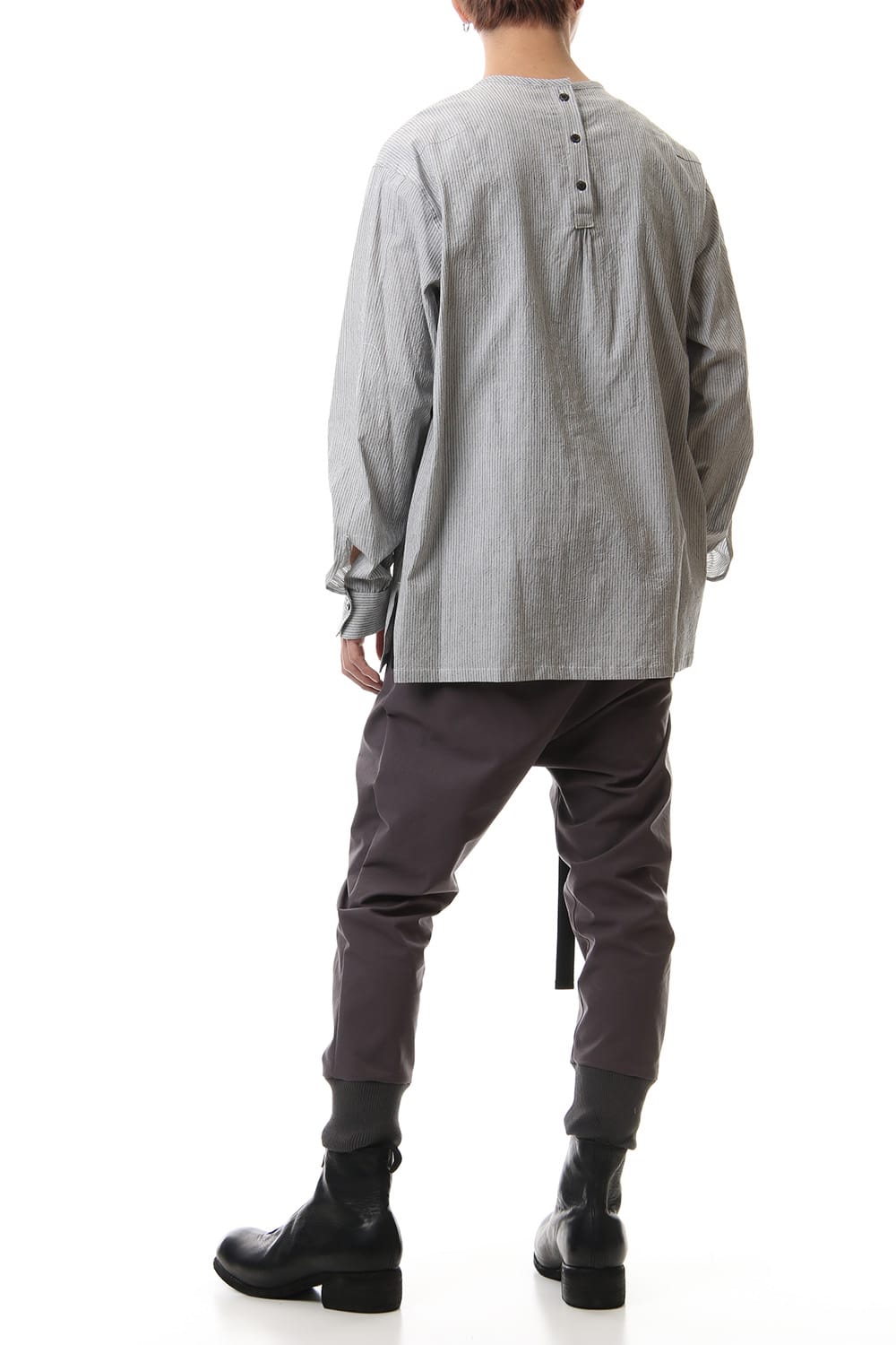 Salt shrinkage Long sleeve Collarless shirt