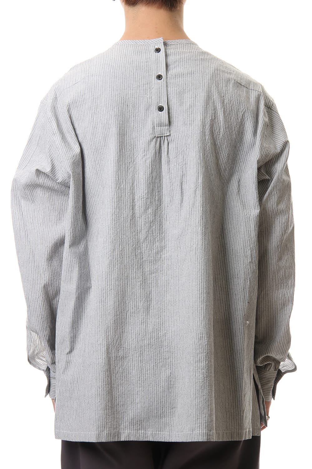Salt shrinkage Long sleeve Collarless shirt