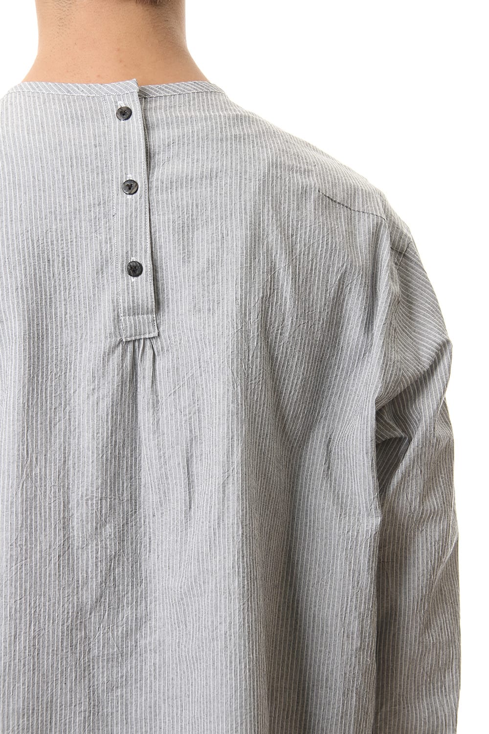 Salt shrinkage Long sleeve Collarless shirt