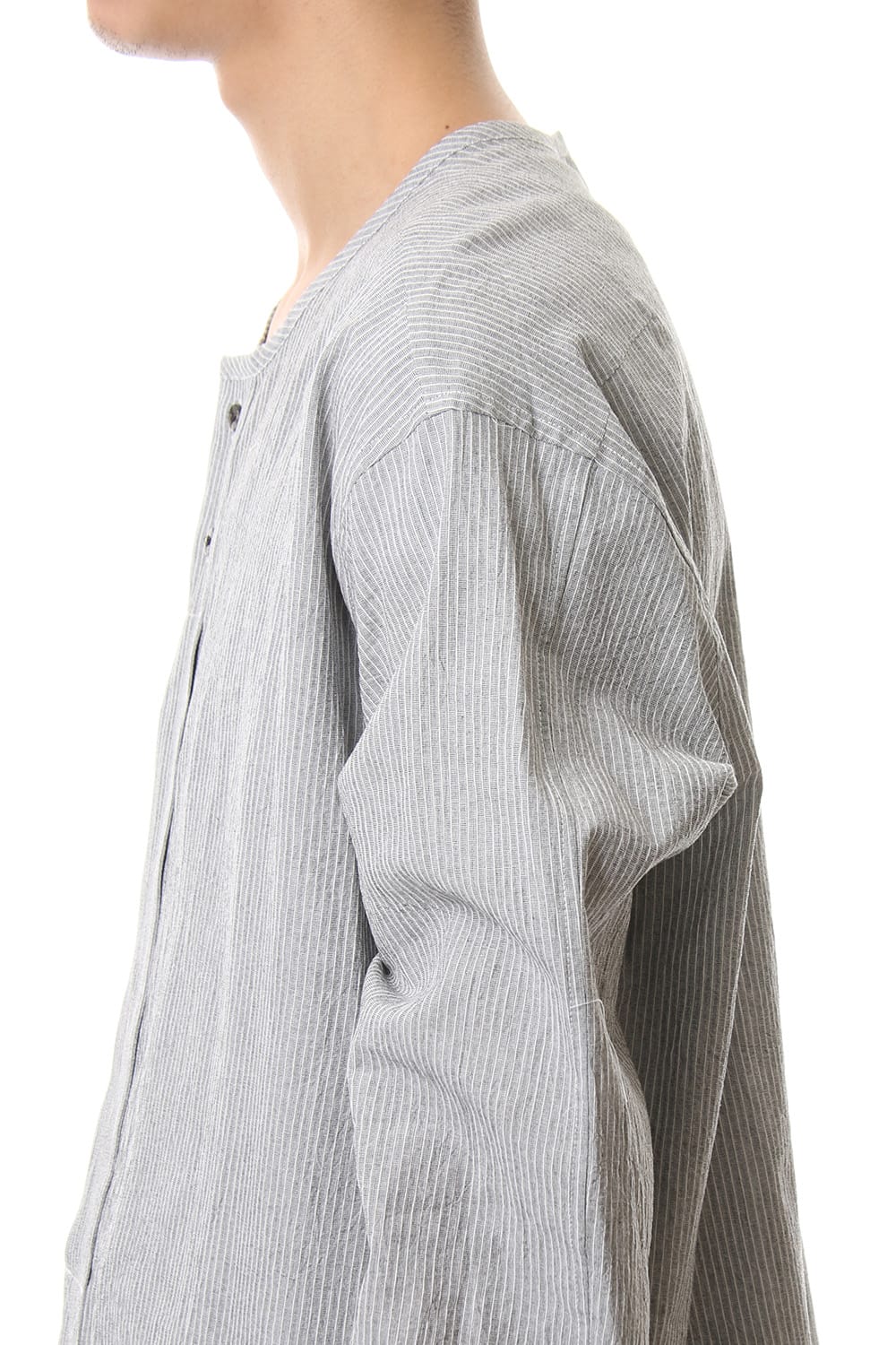 Salt shrinkage Long sleeve Collarless shirt