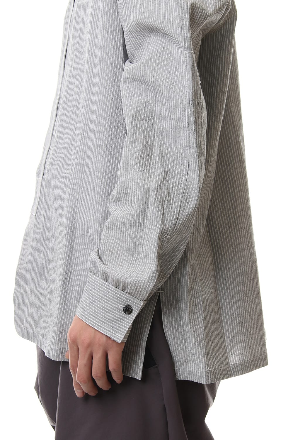 Salt shrinkage Long sleeve Collarless shirt