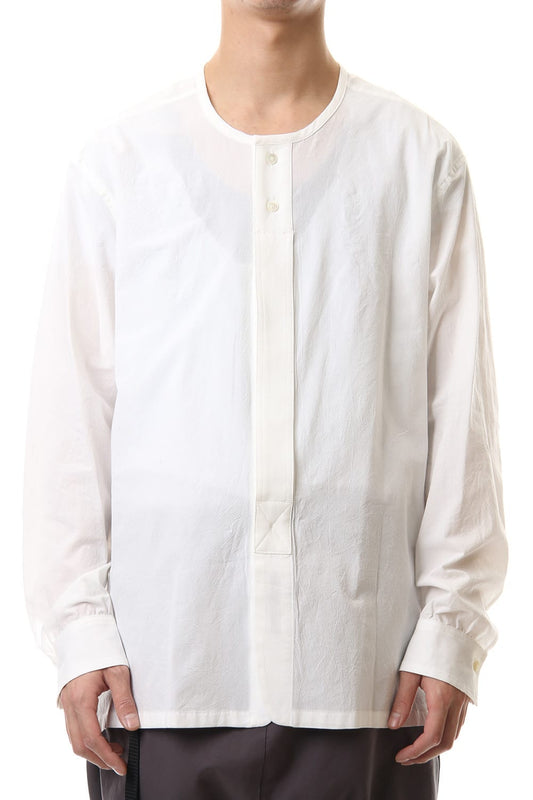Salt shrinkage Long sleeve Collarless shirt