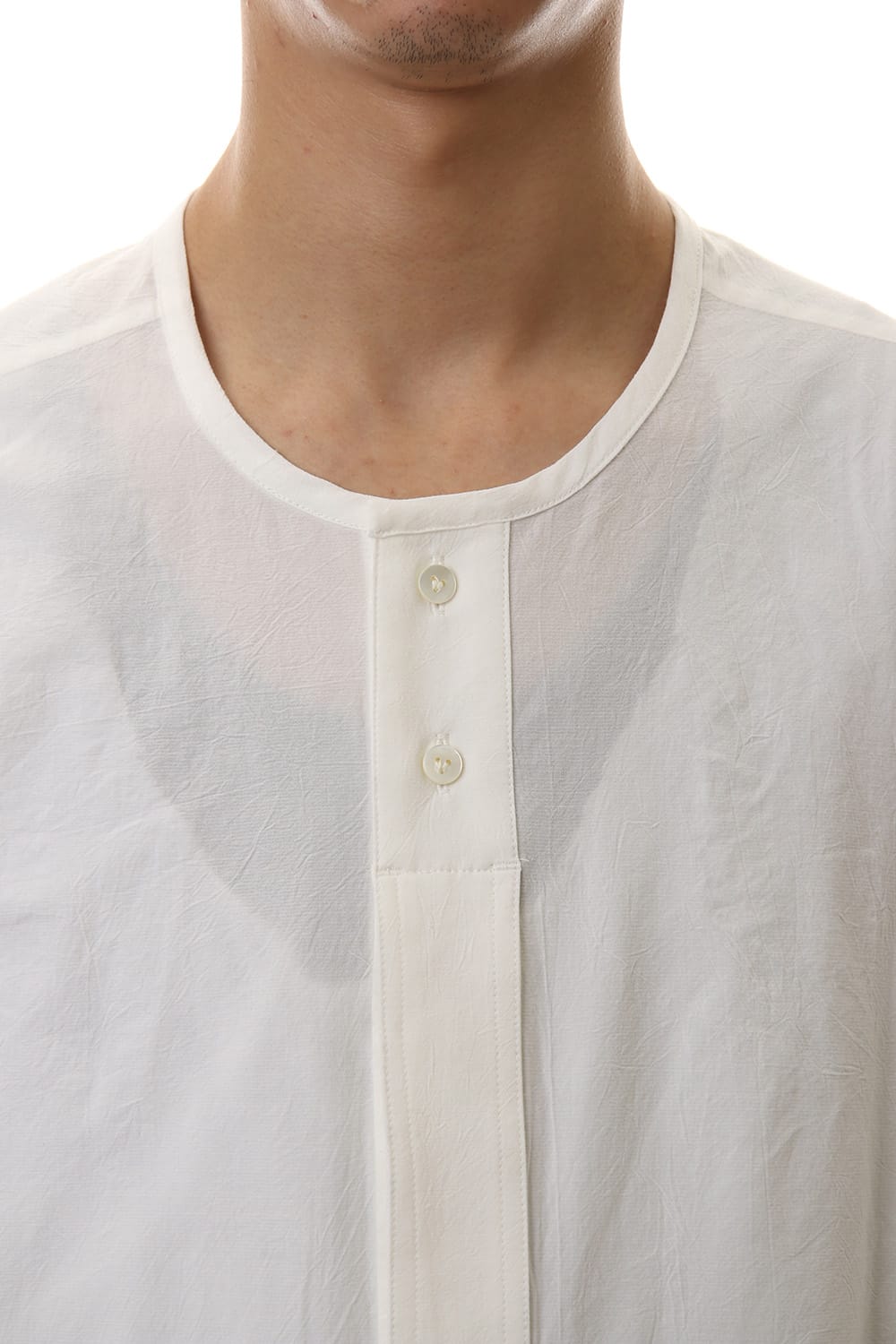 Salt shrinkage Long sleeve Collarless shirt