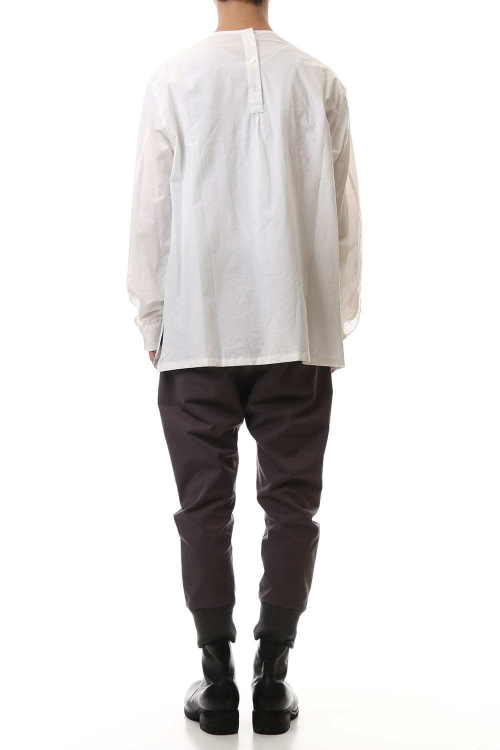 Salt shrinkage Long sleeve Collarless shirt