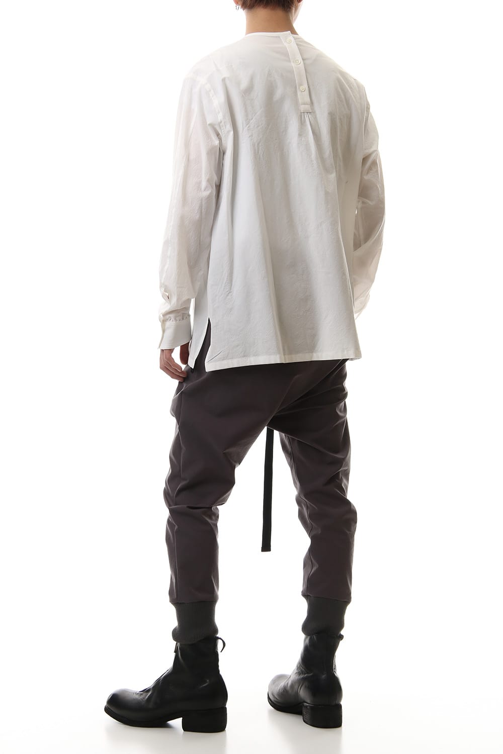 Salt shrinkage Long sleeve Collarless shirt