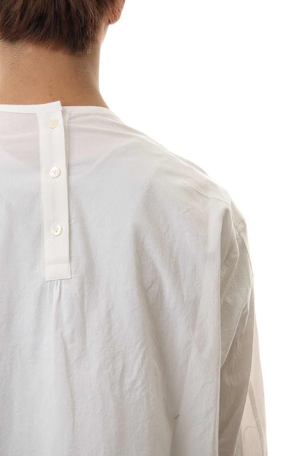 Salt shrinkage Long sleeve Collarless shirt