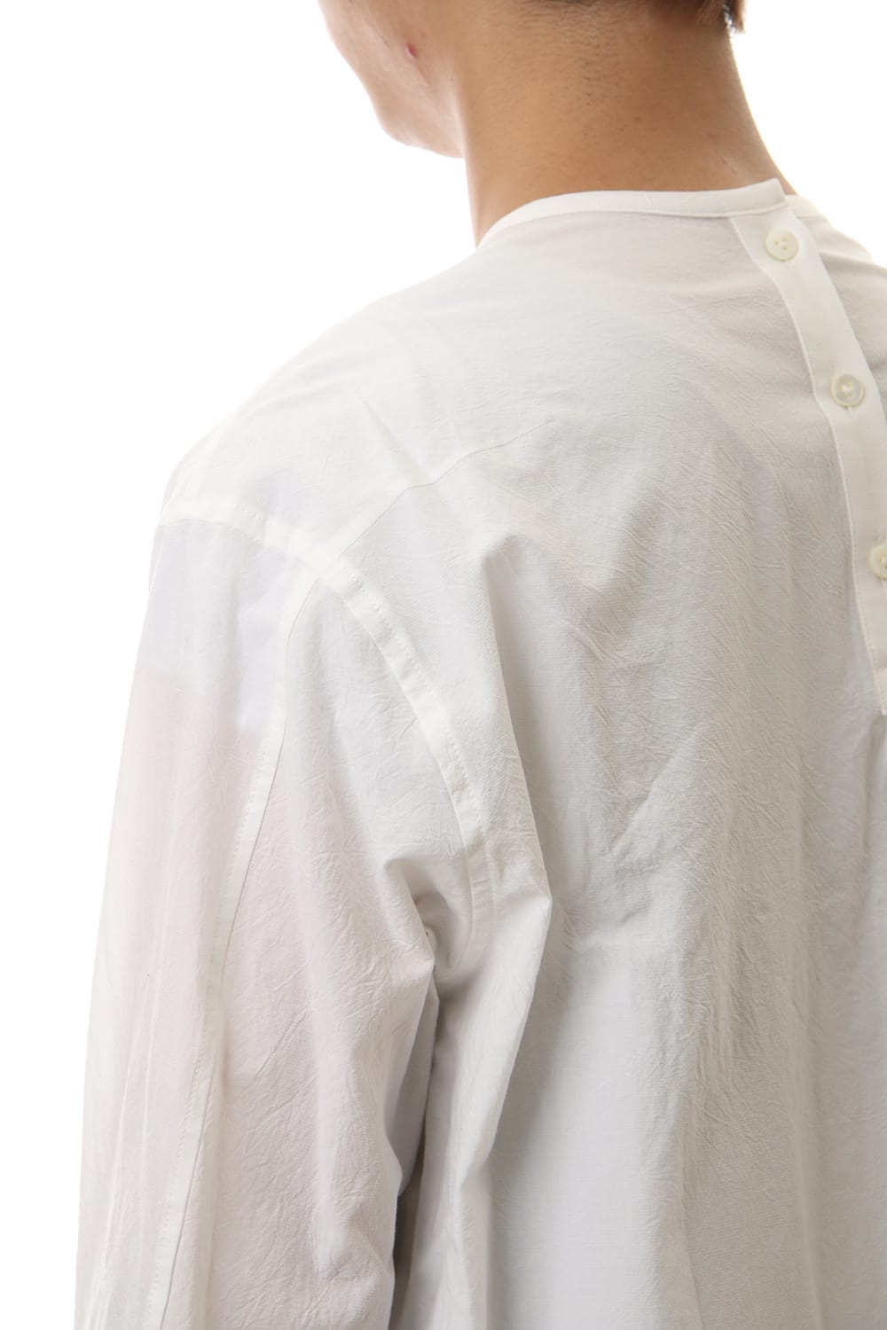 Salt shrinkage Long sleeve Collarless shirt