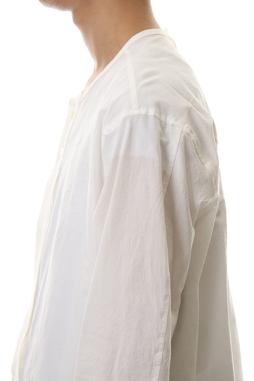 Salt shrinkage Long sleeve Collarless shirt