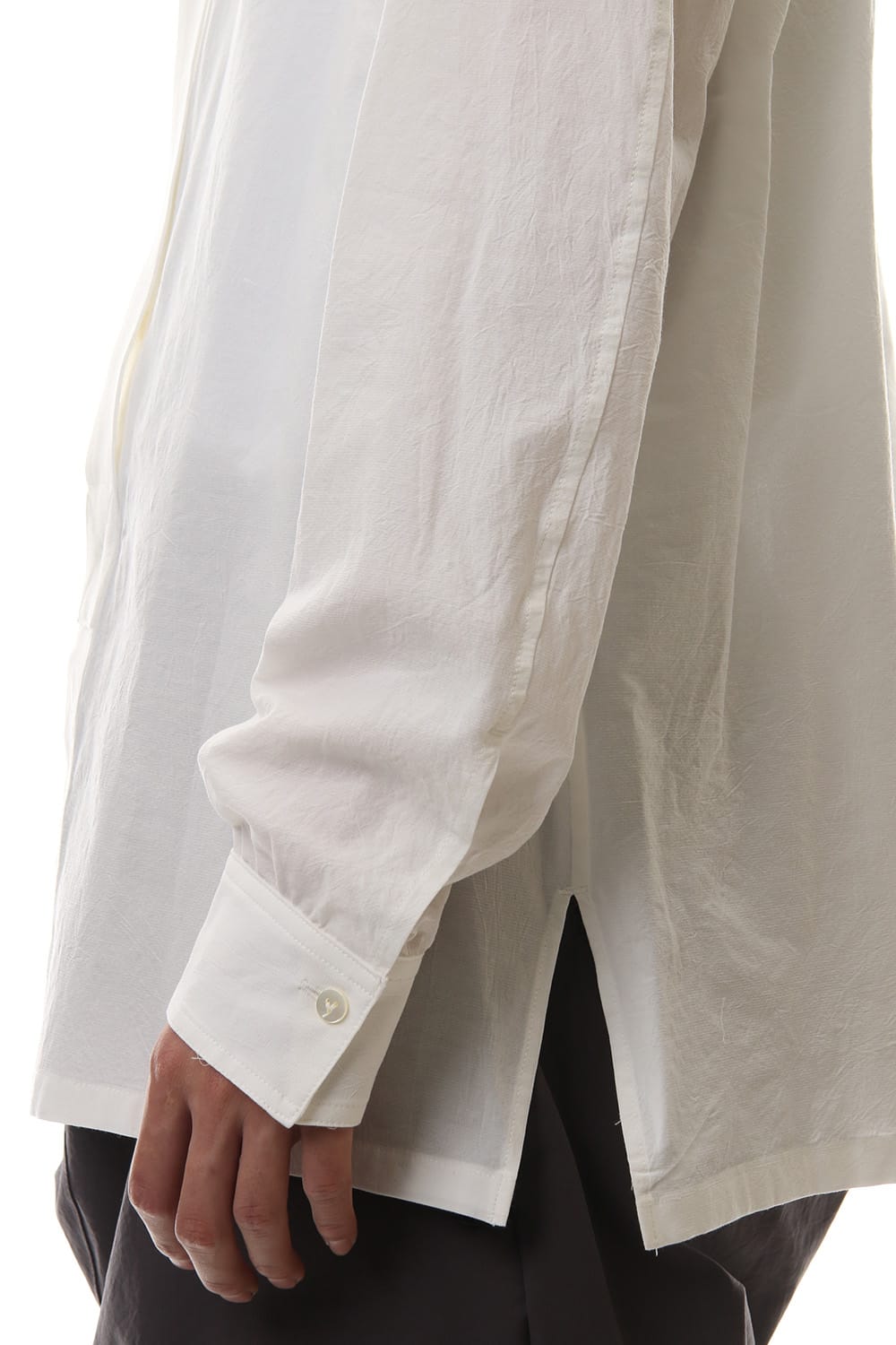Salt shrinkage Long sleeve Collarless shirt