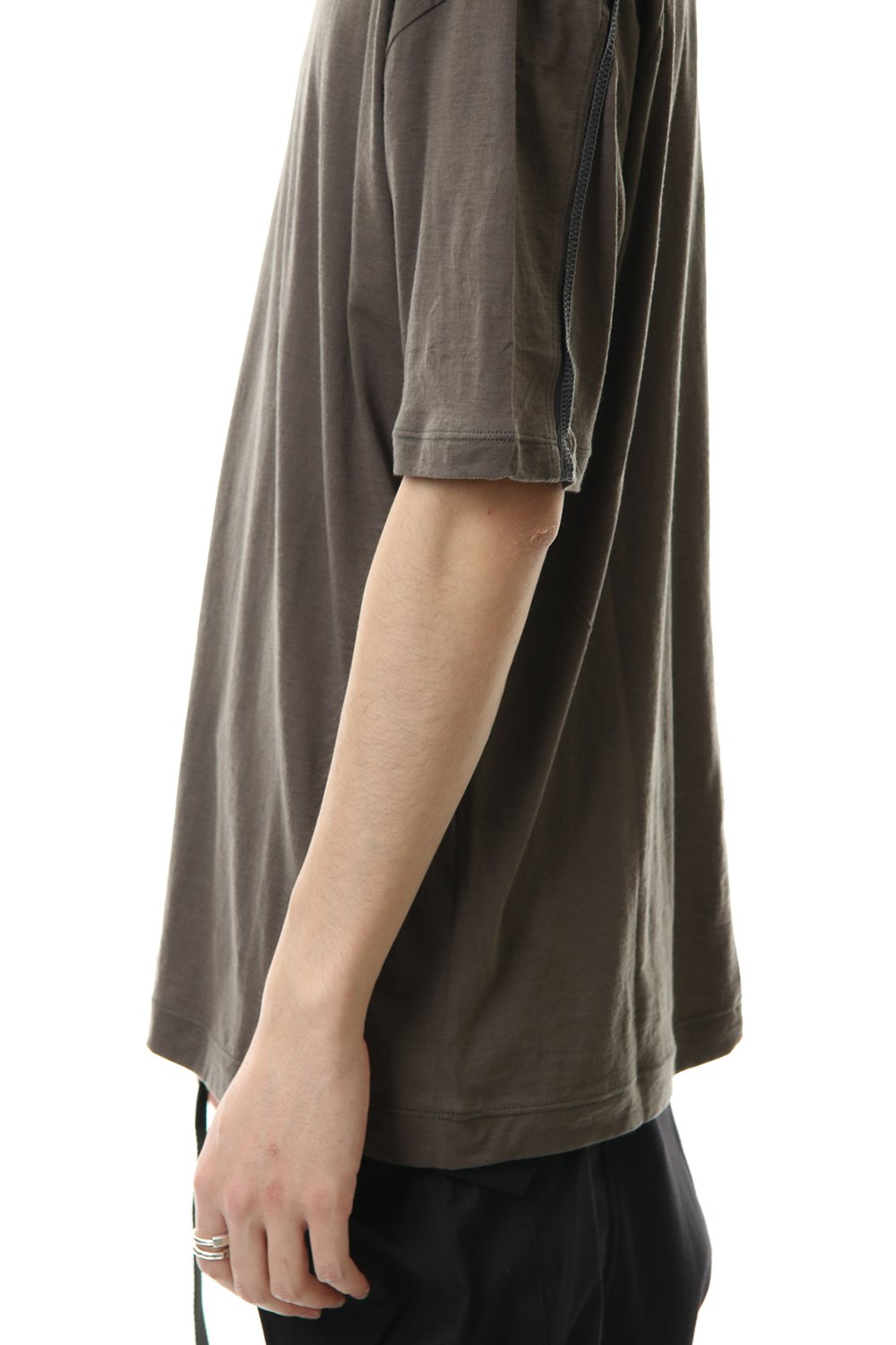 Cotton cashmere Back body Line Tee Olive Drab