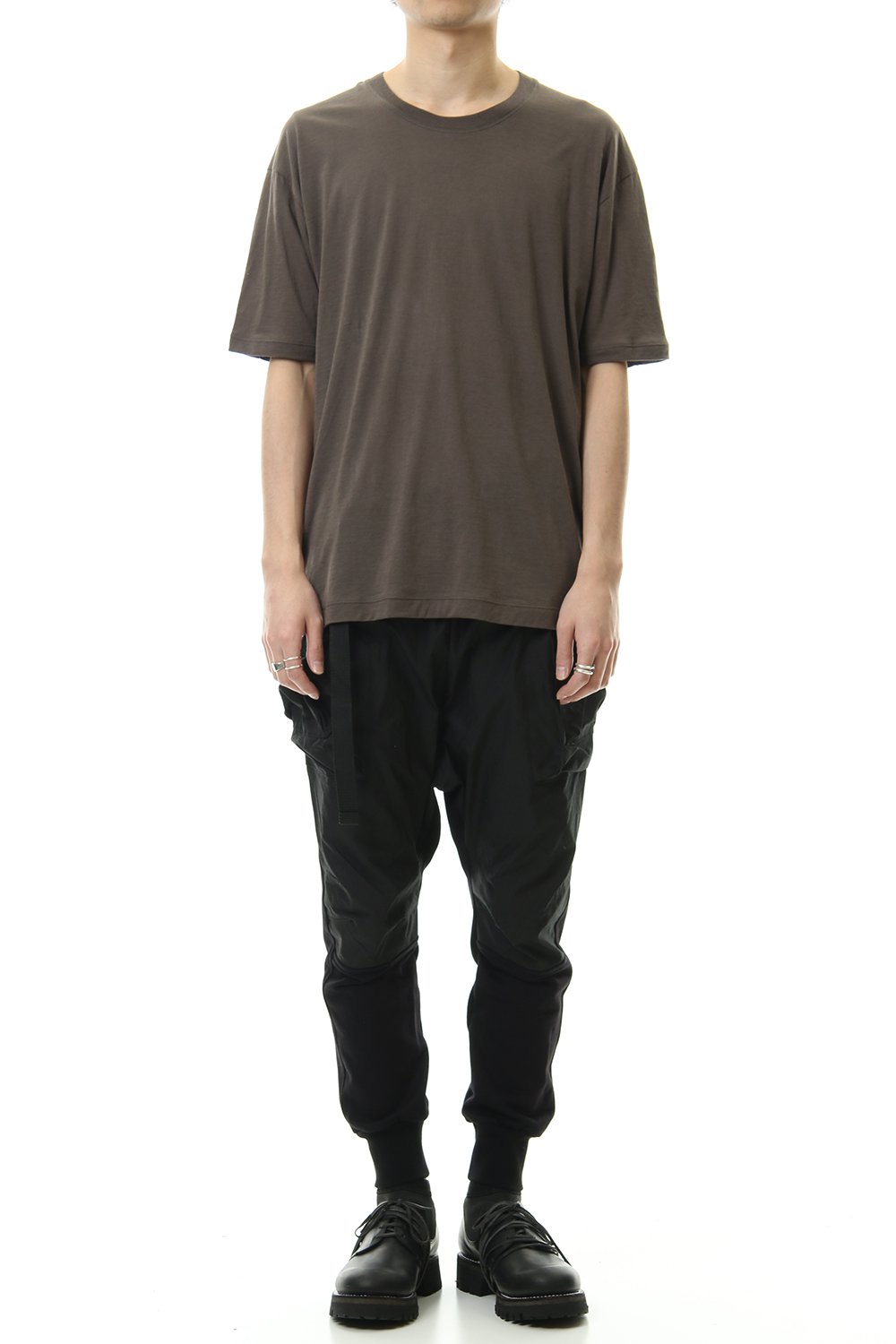 Cotton cashmere Back body Line Tee Olive Drab