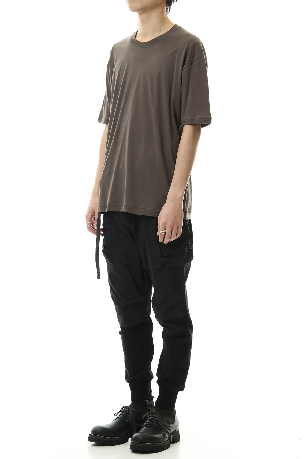 Cotton cashmere Back body Line Tee Olive Drab