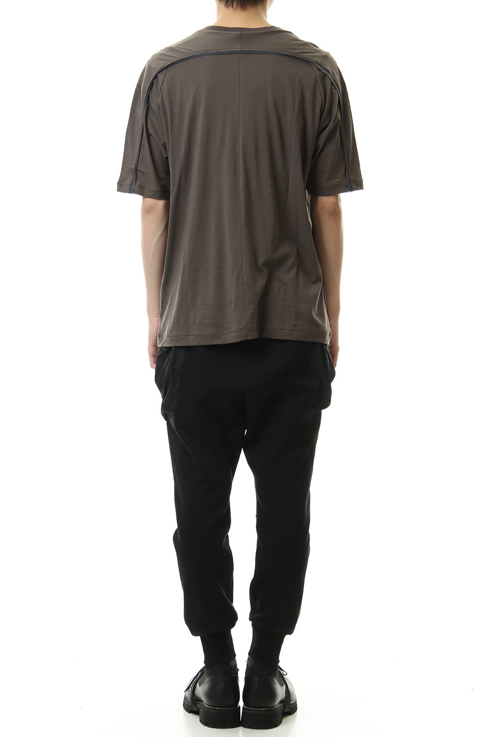 Cotton cashmere Back body Line Tee Olive Drab