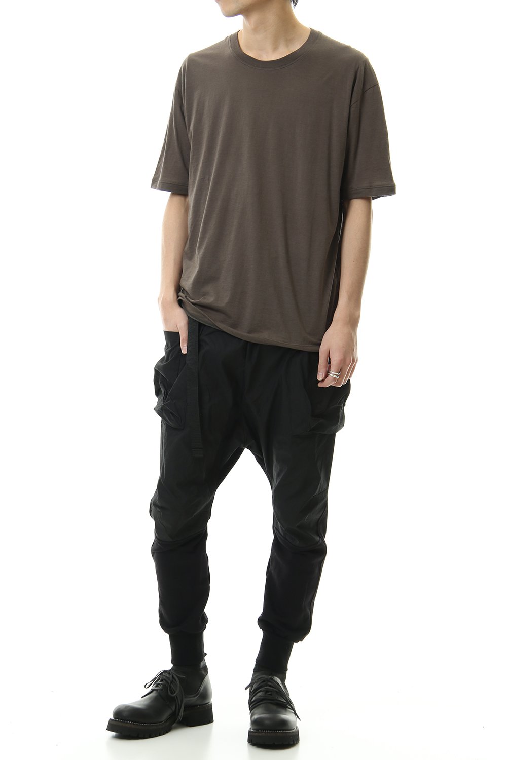 Cotton cashmere Back body Line Tee Olive Drab