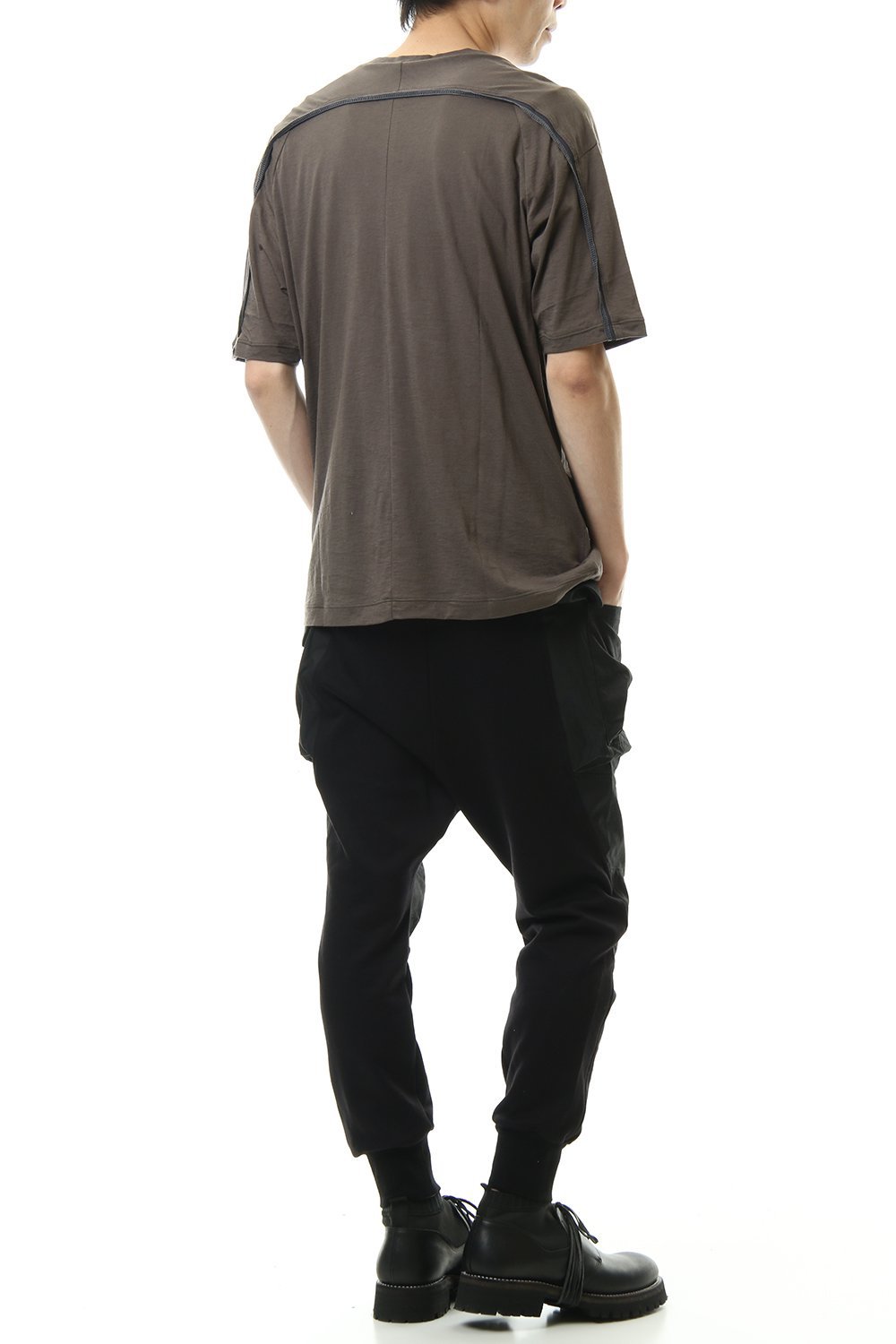 Cotton cashmere Back body Line Tee Olive Drab