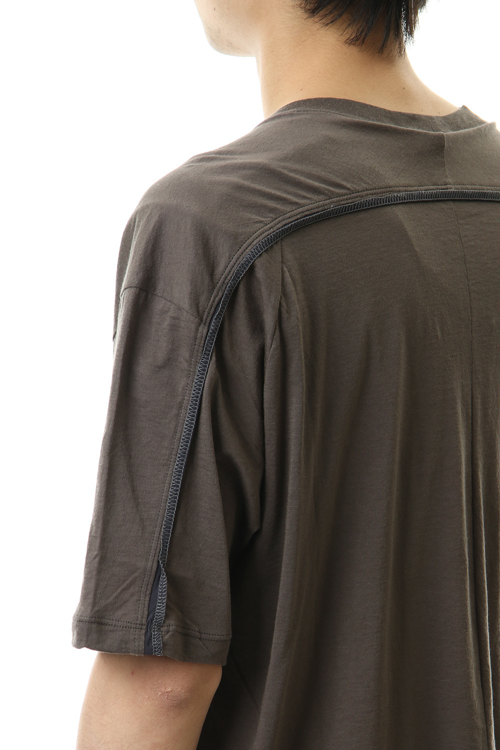 Cotton cashmere Back body Line Tee Olive Drab