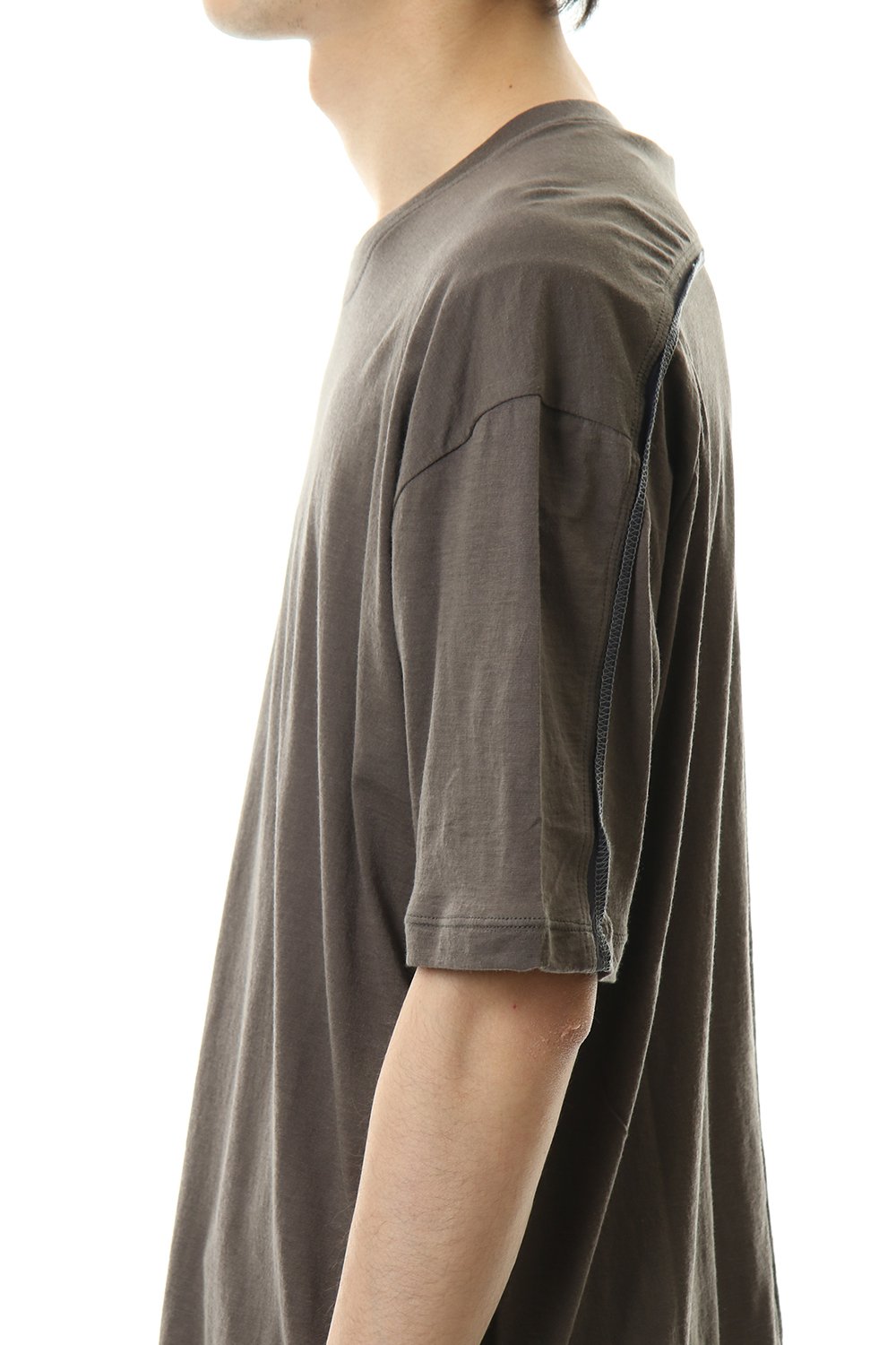 Cotton cashmere Back body Line Tee Olive Drab