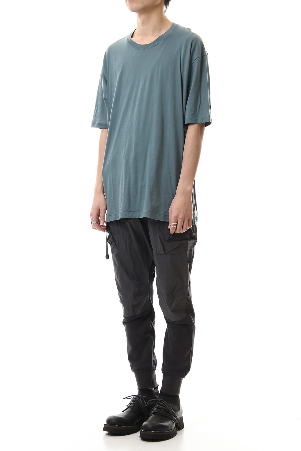 Cotton cashmere Back body Line Tee Turquoise