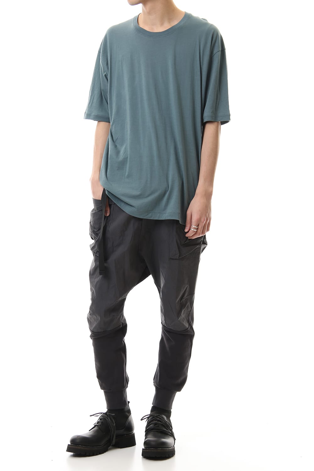 Cotton cashmere Back body Line Tee Turquoise