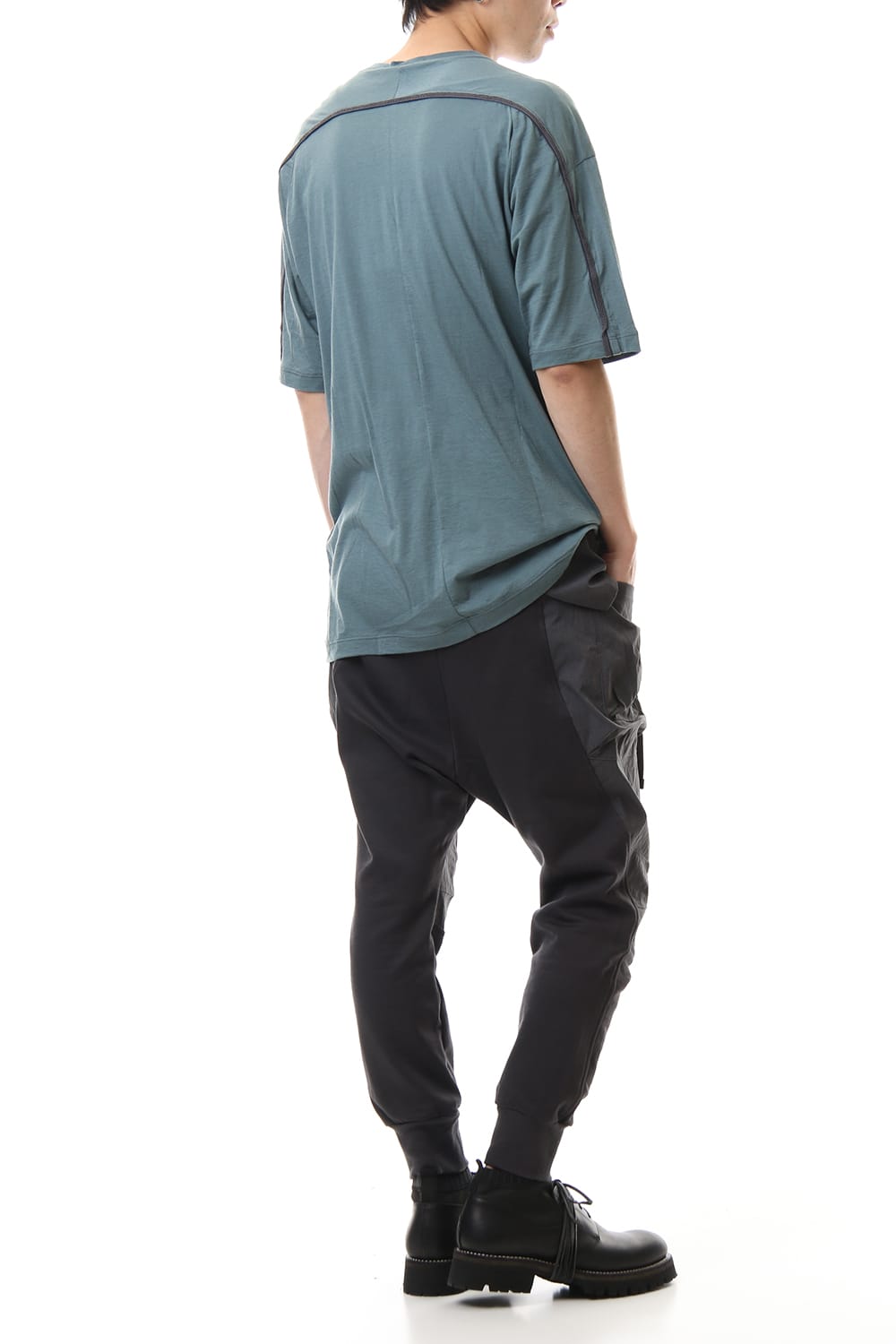 Cotton cashmere Back body Line Tee Turquoise