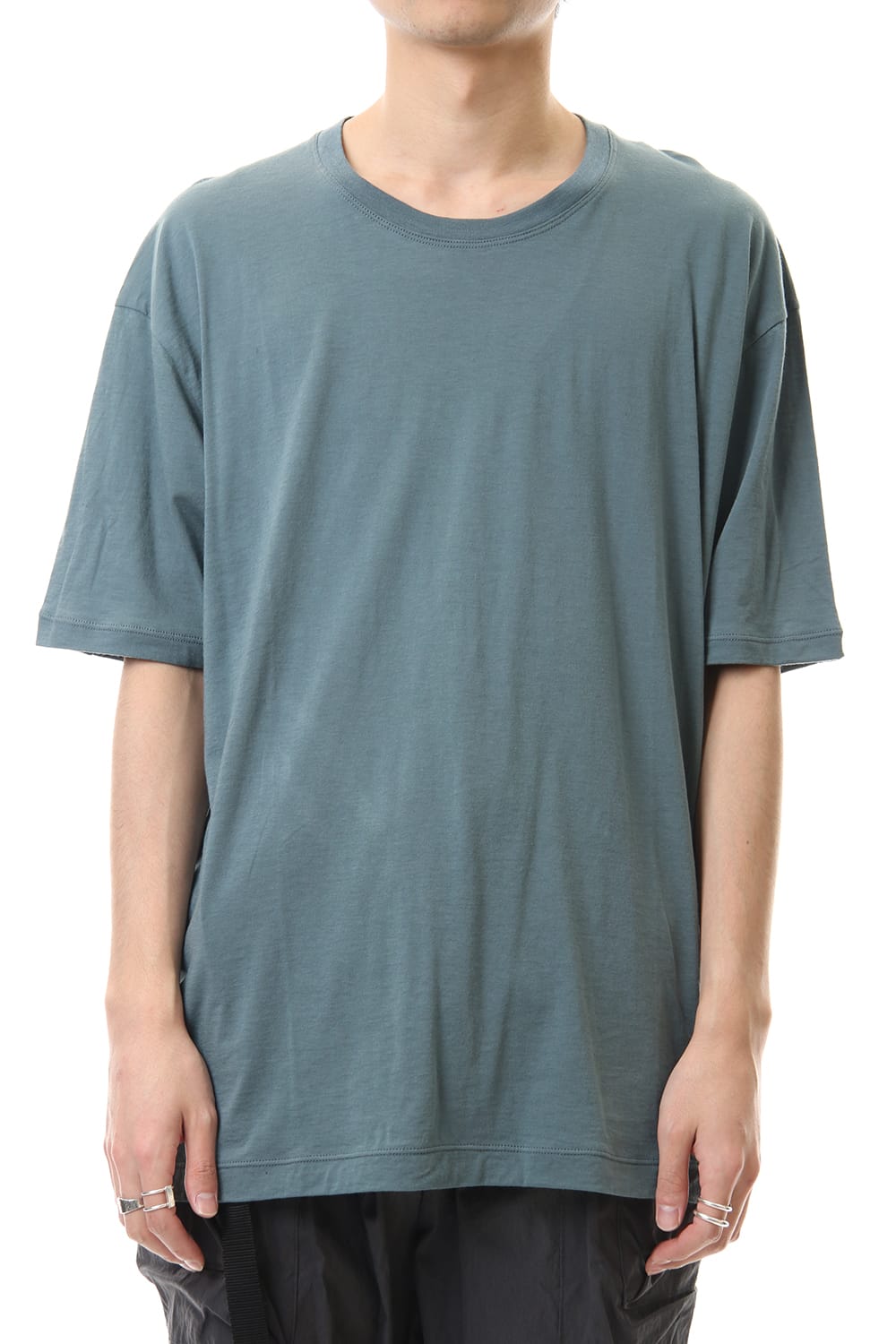 Cotton cashmere Back body Line Tee Turquoise