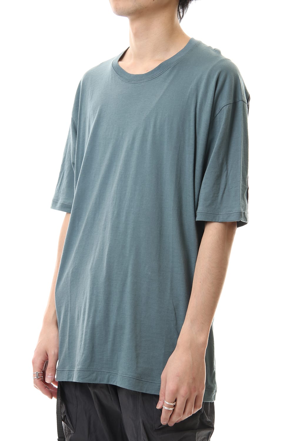 Cotton cashmere Back body Line Tee Turquoise