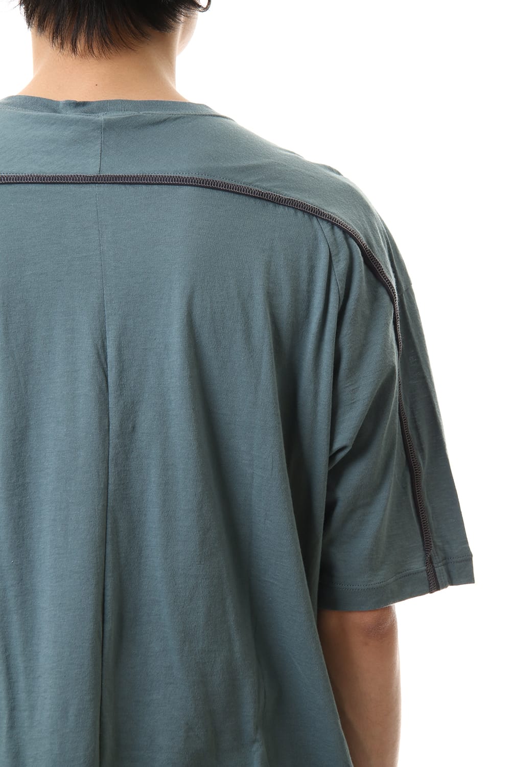 Cotton cashmere Back body Line Tee Turquoise