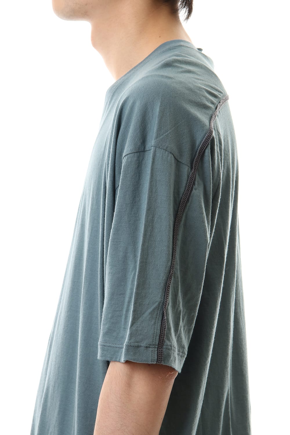 Cotton cashmere Back body Line Tee Turquoise