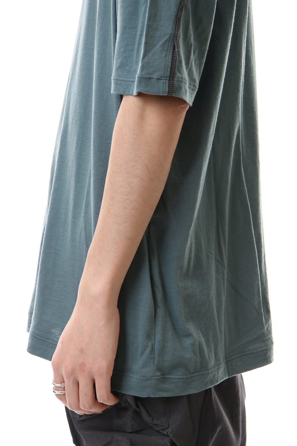 Cotton cashmere Back body Line Tee Turquoise