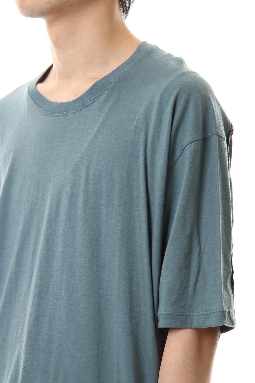 Cotton cashmere Back body Line Tee Turquoise