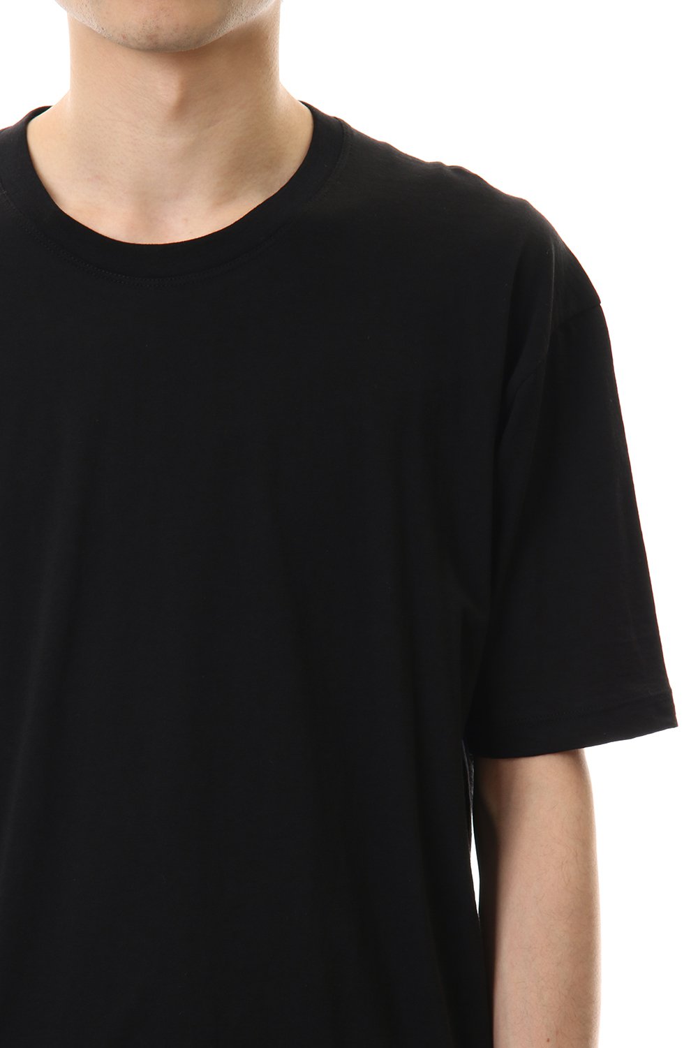 Cotton cashmere Back body Line Tee Black