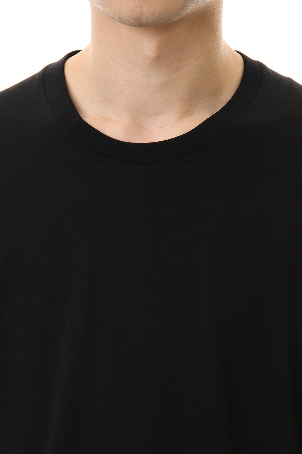 コットン カシミア バック ボディ ライン Tシャツ Black