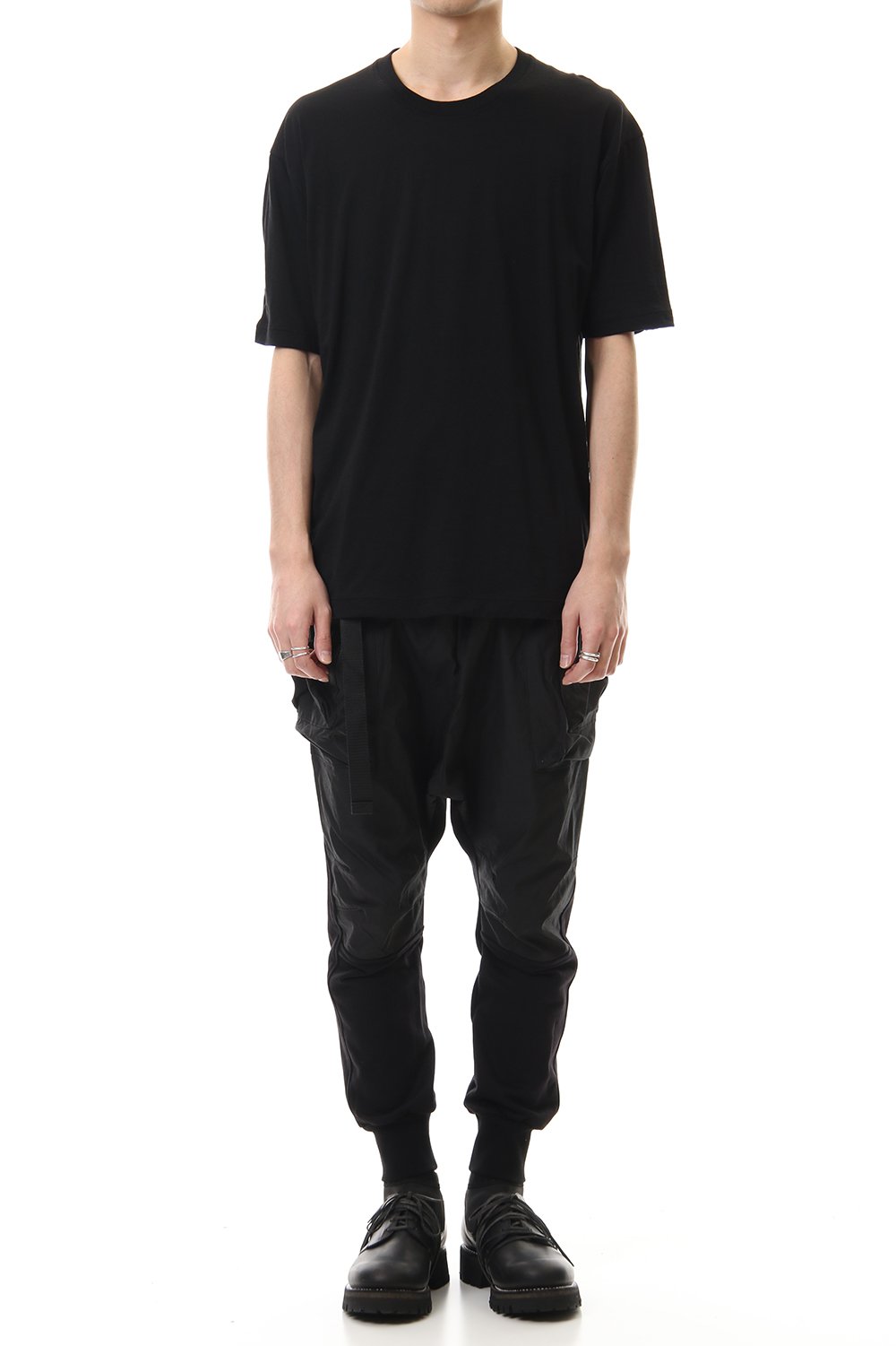 Cotton cashmere Back body Line Tee Black