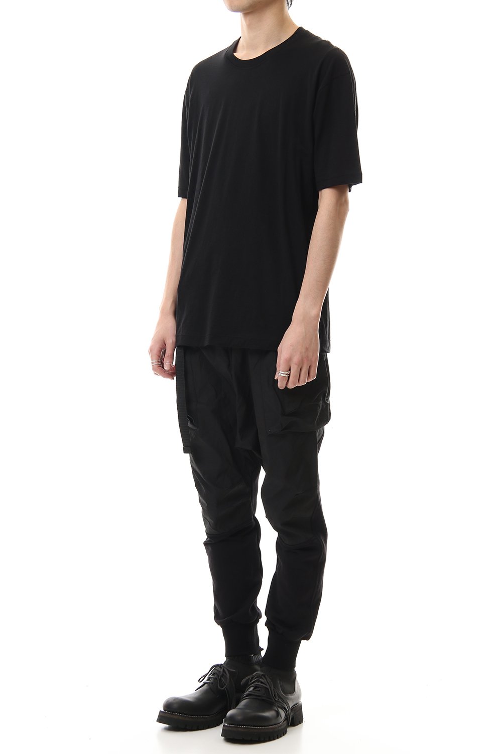 Cotton cashmere Back body Line Tee Black