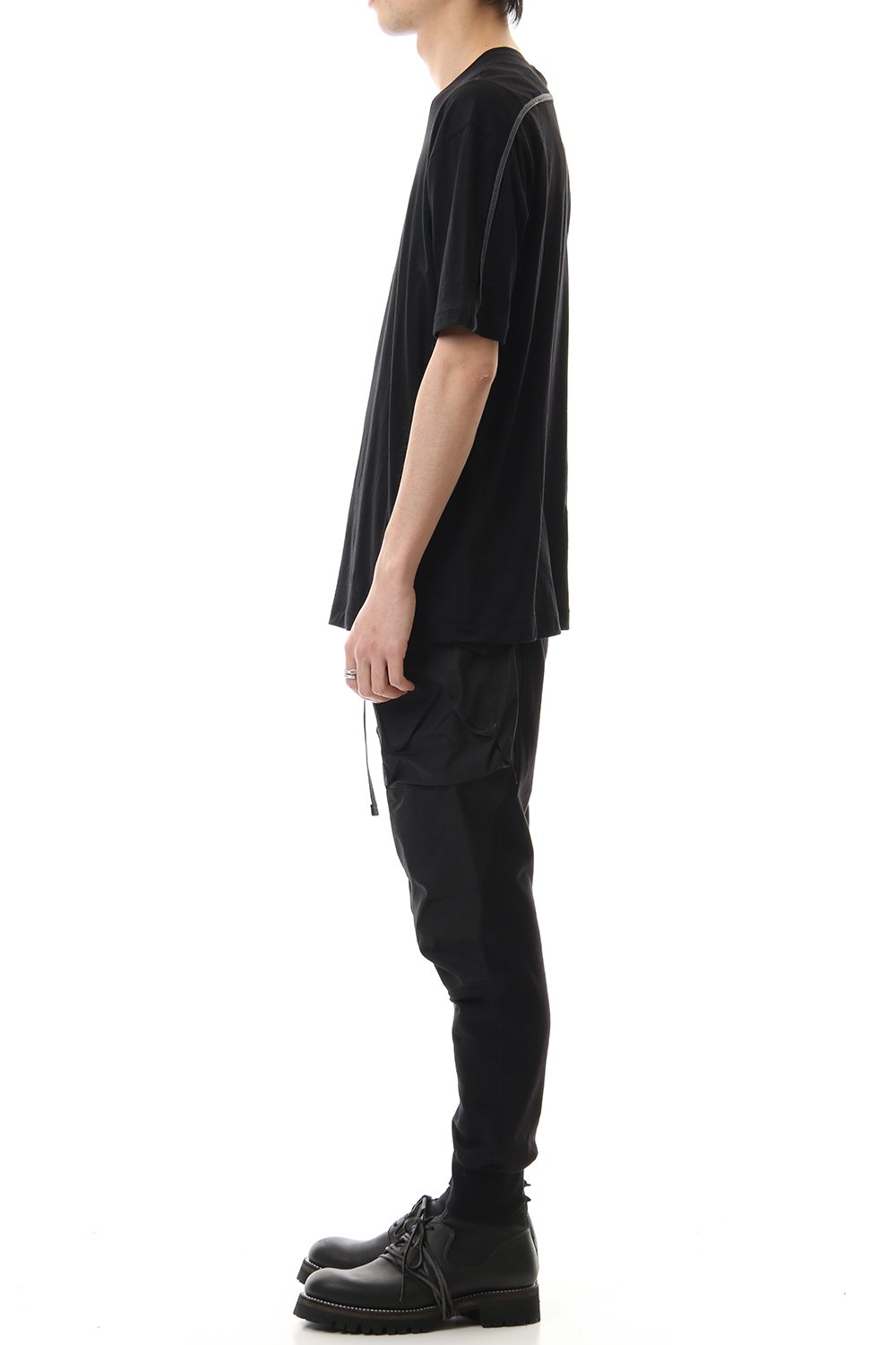 Cotton cashmere Back body Line Tee Black